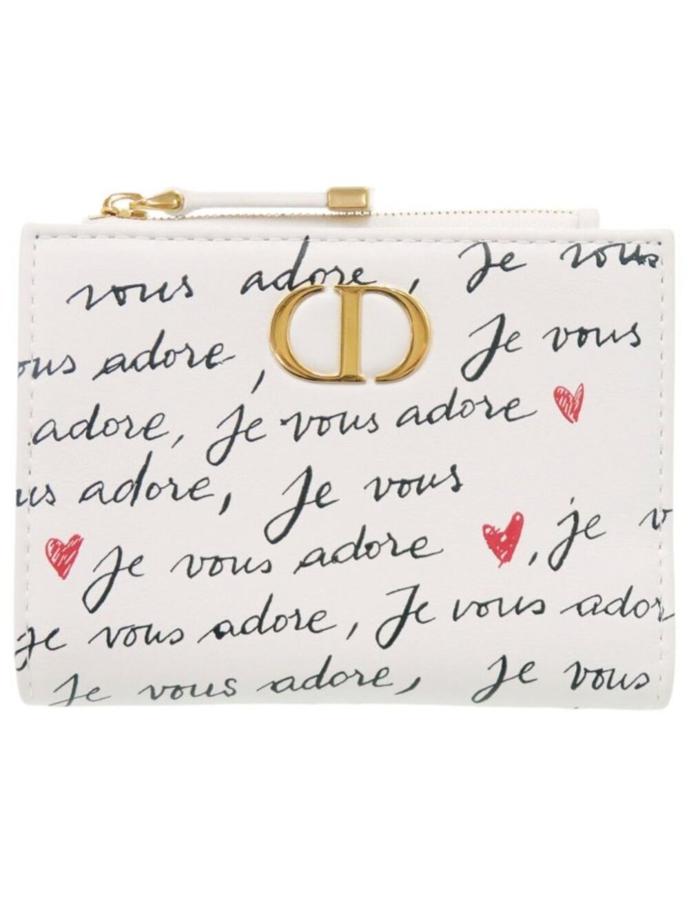 Dior Dio Heart Leather White Wallet